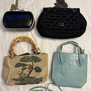 Elegant Black Quilted kids Bag set of 4 bamboo clatch